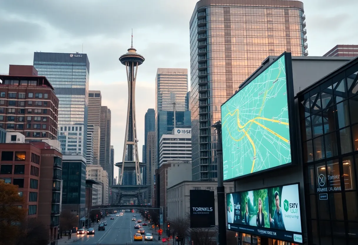 Digital map and local advertisements in Seattle